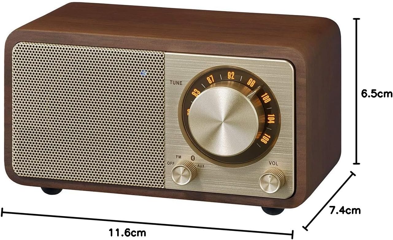 Sangean WR-301 radio with dimensions labeled