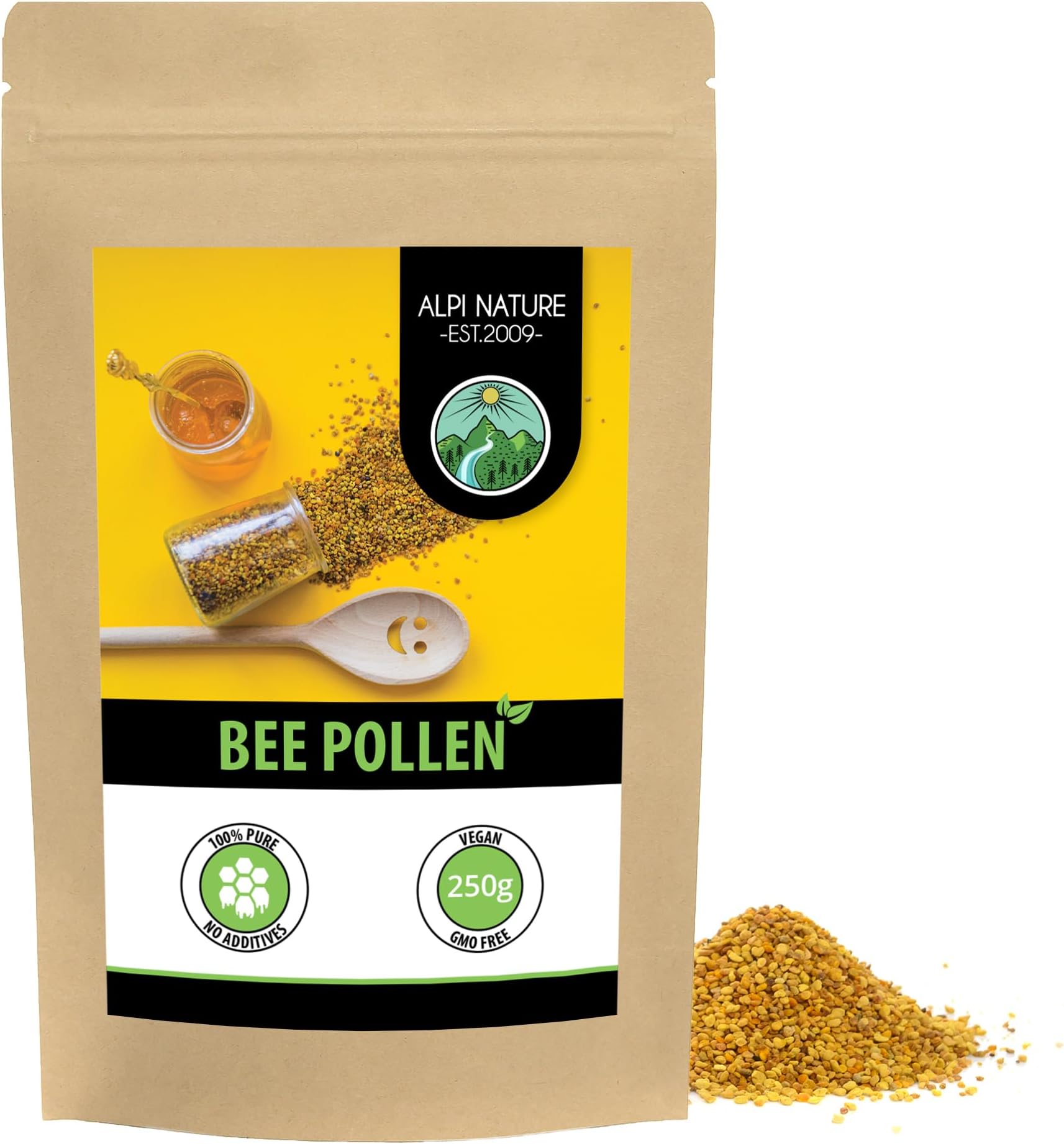 Alpi Nature Bee Pollen 250g 8.8 oz, Raw Natural Bees Pollen for Smoothie, Cereal, Muesli
