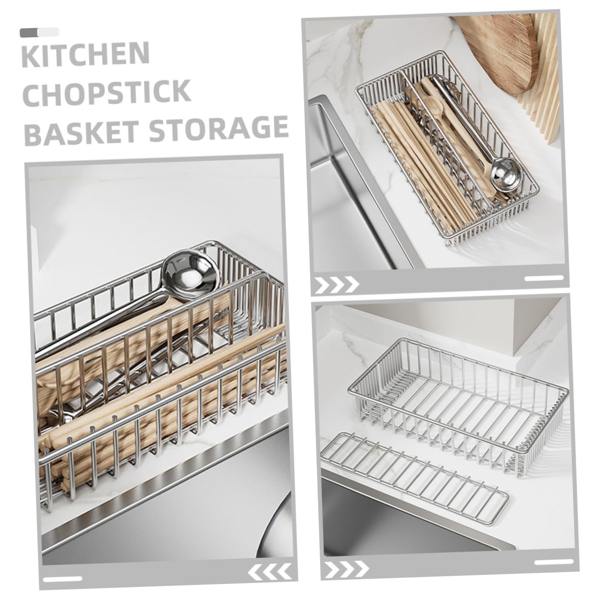 2 Stück Edelstahl Besteckhalter mit Ablagefunktion Separater Besteck Essstäbchen organizer Platzsparender Küchenhelfer für Besteck Küchenutensilien Spülmaschinengeeignetes