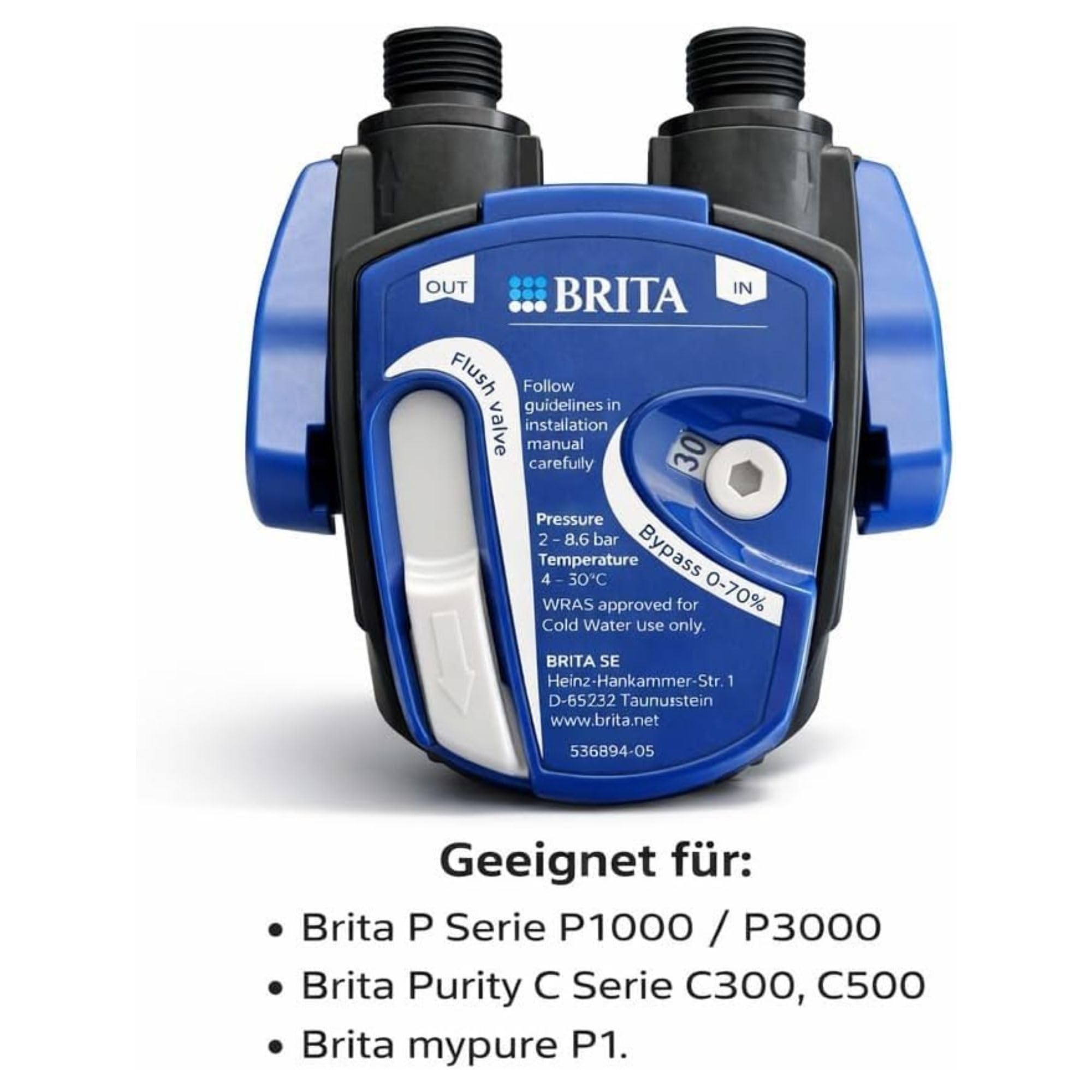 VANTO INOX 3-drożny kran kuchenny, armatura kuchenna ze stali nierdzewnej 304, wysokociśnieniowa, pod stołem, filtr do wody pitnej z BRITA P1000, głowica filtrująca, wąż i adapter, wylewka L