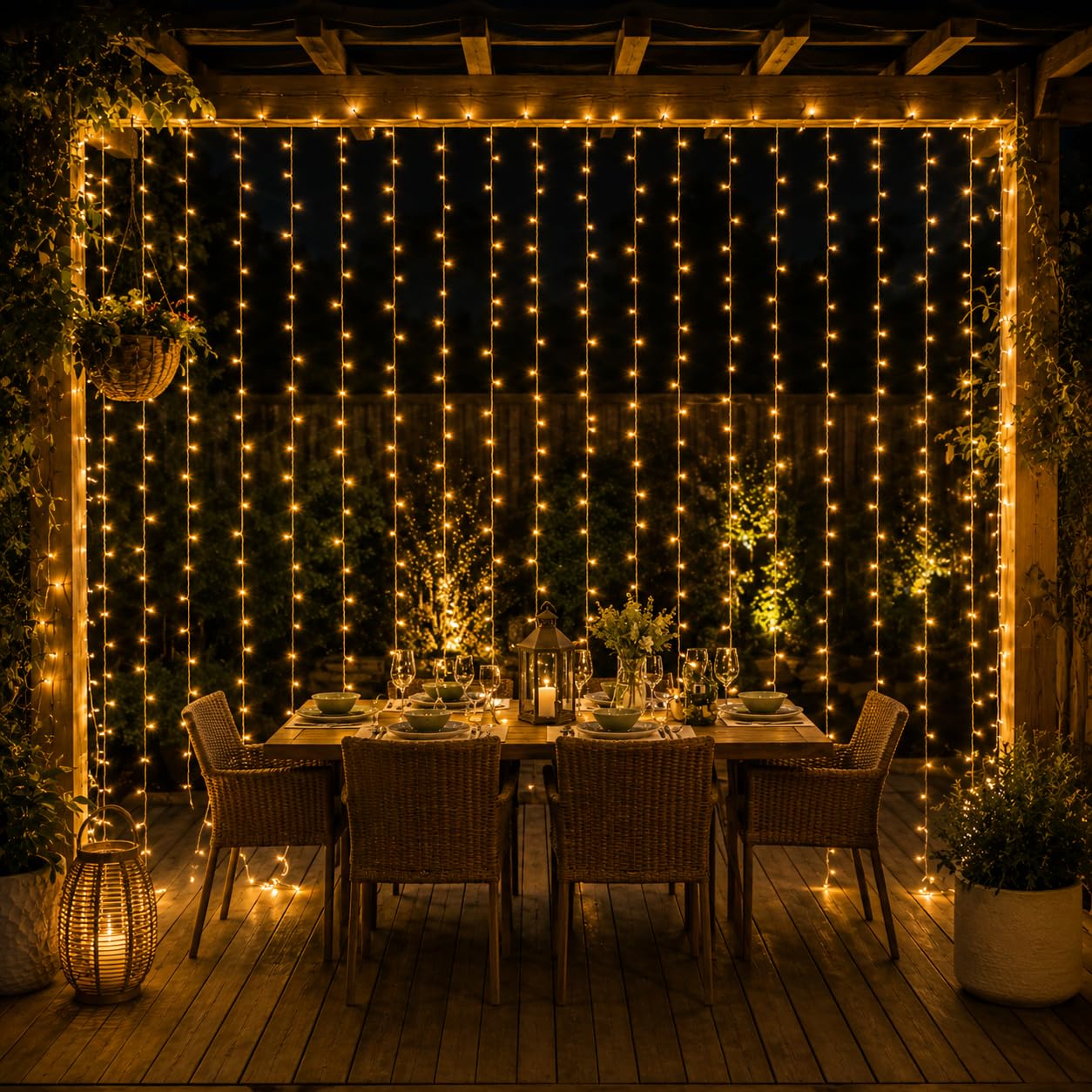 Gardenwize Warm White - 192 Led Curtain Lights, Solar String Lights, Outdoor Curtains