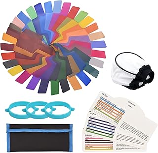 Homesen 30 Pçs/Conjunto Filtro De Flash Universal Géis De Flash Filtros De Correção De Cor Para Câmera Speedlite Flash Light Com Bolsa De Transporte, Difusor De Luz E Gel-Band 30 Peças/Conjunto