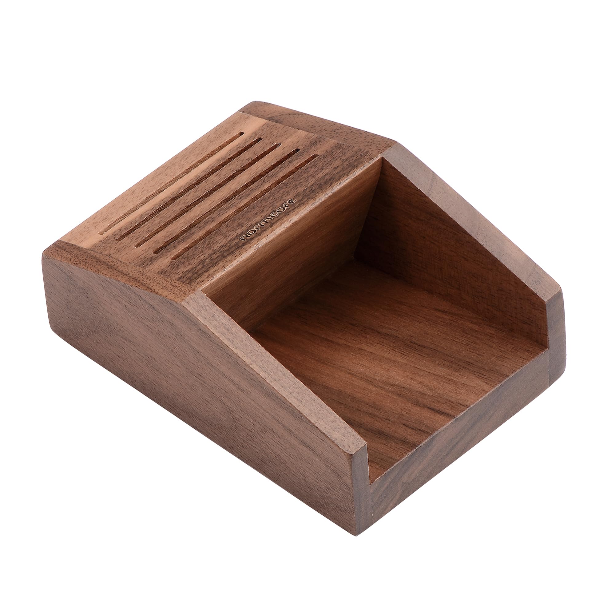 Normcore Espresso Filter Holder and Organizer, Holds 5 Puck Screens, Compact Countertop Storage for Paper Filters and Diffuser Screens, Genuine American Walnut Wood