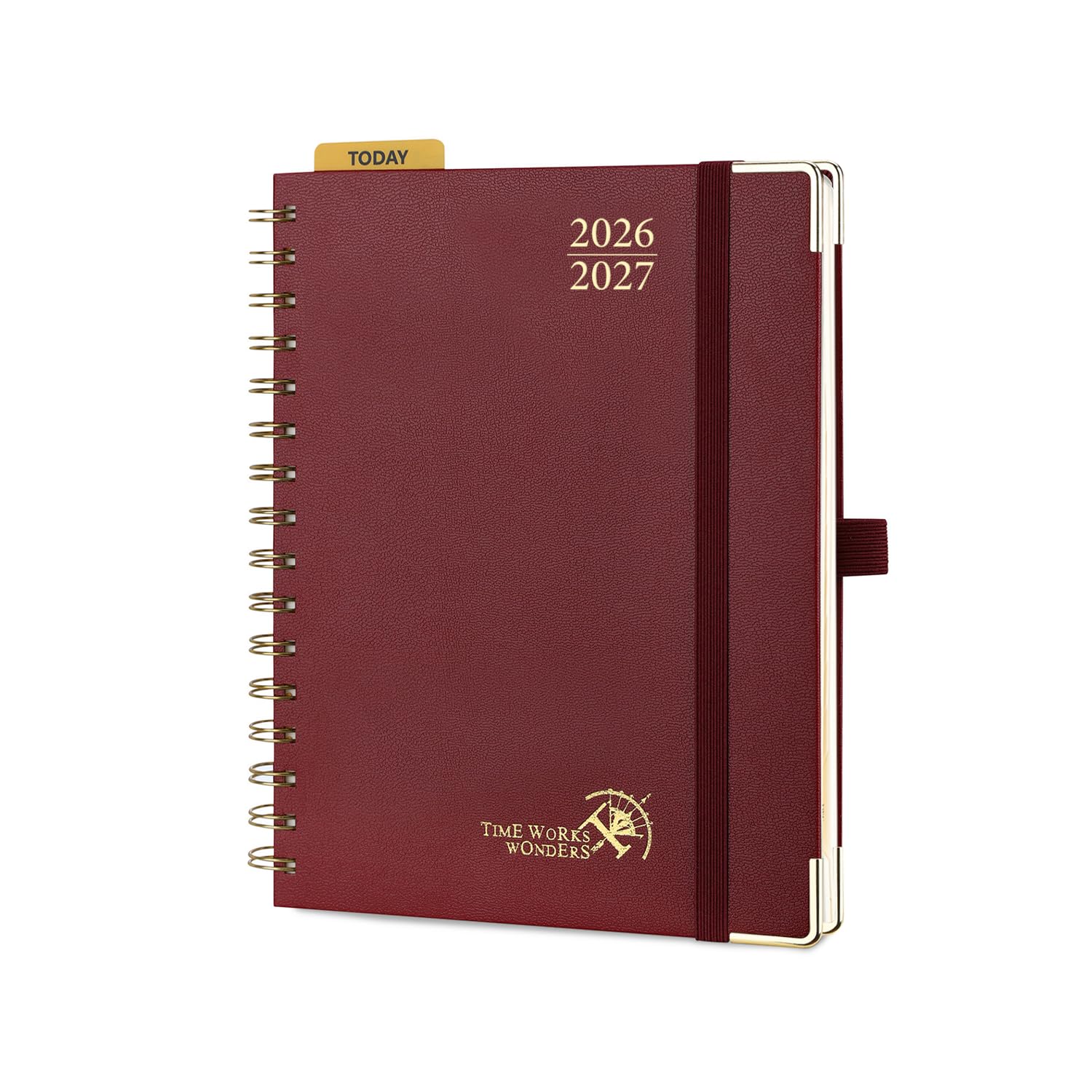 POPRUN Kalender 2026 2027 Buchkalender Ringbuch mit Hardcover, ca. A4 (26,5 x 21,5 cm), 17-Monate-Terminplaner (Aug.2026-Dez.2027), Wochenplaner 2026 2027