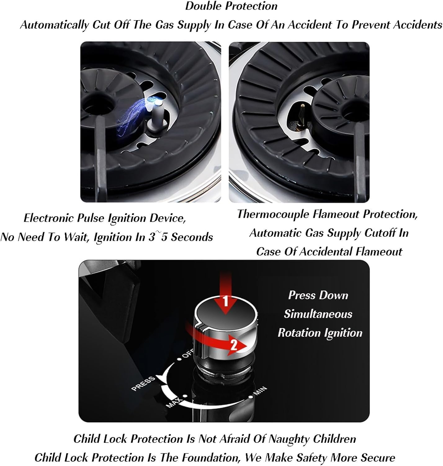 Commercial Gas Stock Pot Range, Built-in Dual-purpose Gas Stove,4.8KW Fierce Fire Integrated,for Home,Restaurant(NG)