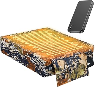 Heated Hunting Seat Cushion Pad Thermal Hunting Seat with 10000 mAh Power Bank Adjustable Temperature Hunting Hot Seat Cushion for Tree Stand,Bleacher,Sport Without Backrest