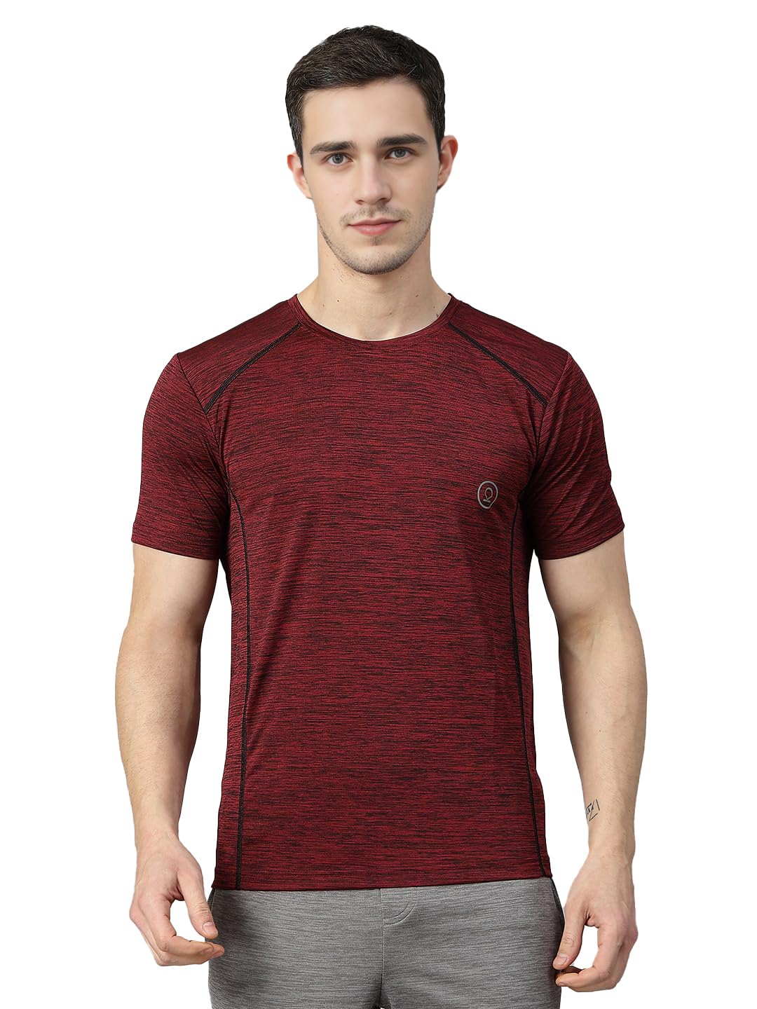 CHKOKKO Men's Polyester Regular Fit Round Neck Regular Dry Fit Gym Sports T-Shirt