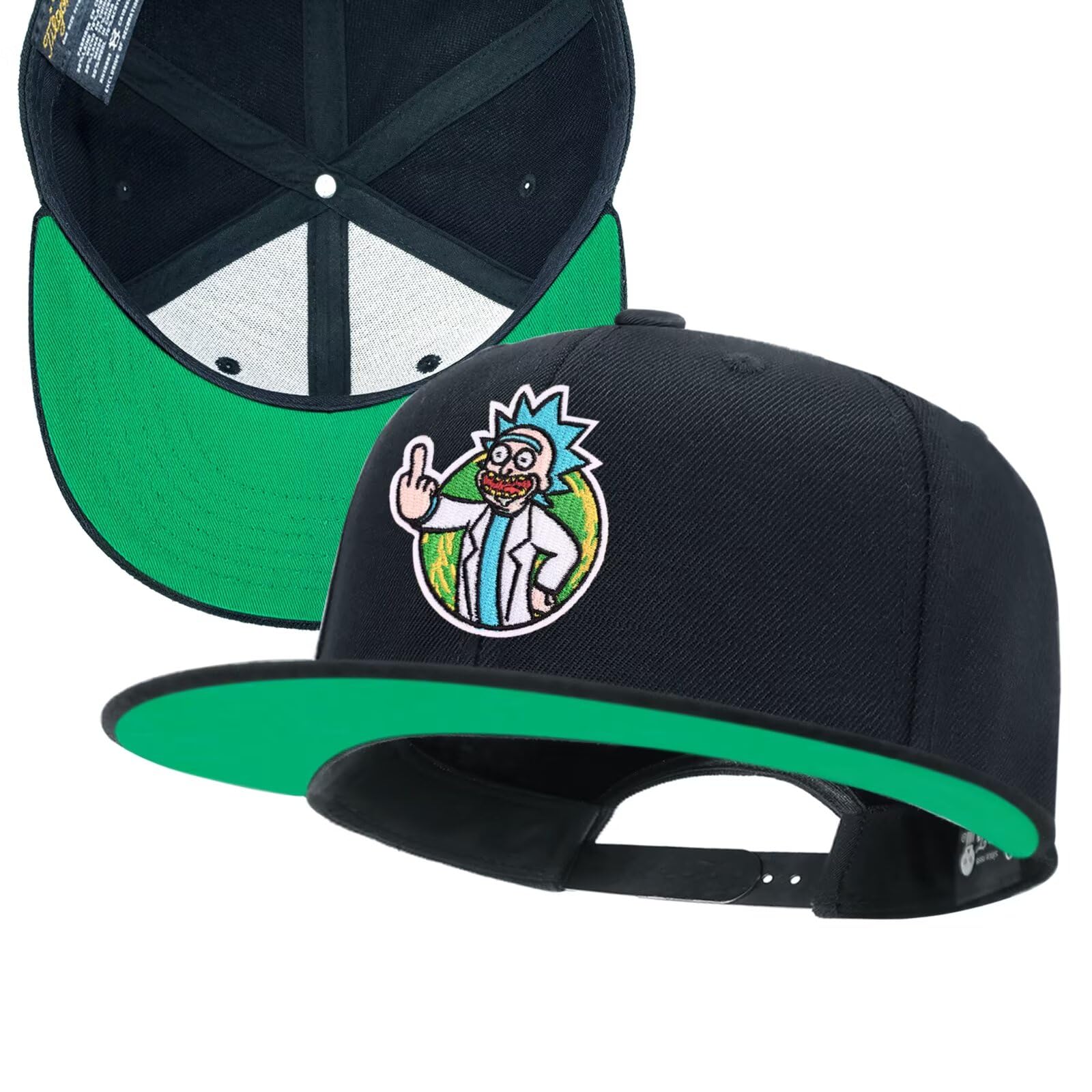 tilgomedal Snapback Hats for Men Women Fashion Dad Baseball Caps, Bk Flat Brim Rick, Large-X-Large