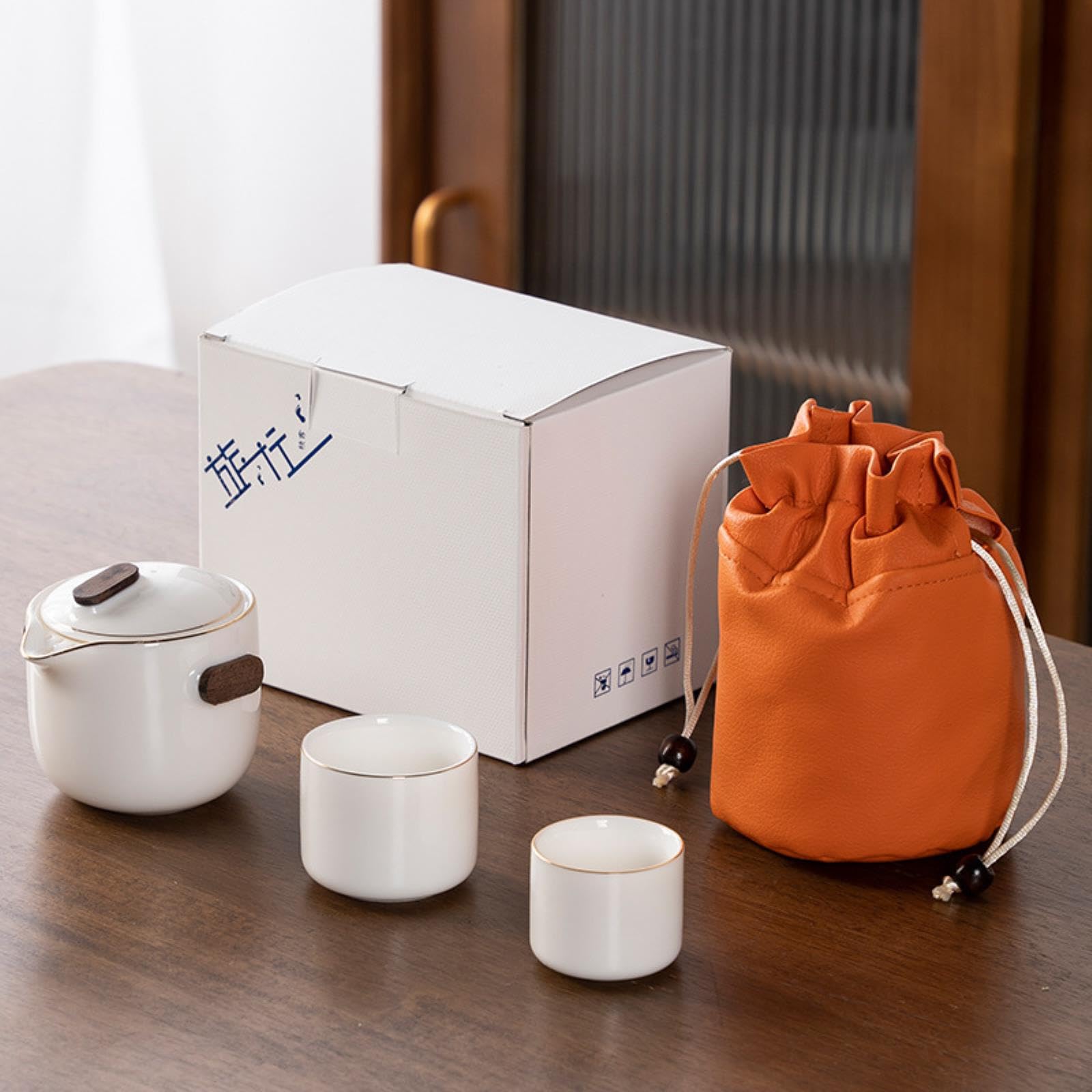 Service à thé portable 200 ml - Coffret cadeau dégradé - Un pot deux tasses - Ensemble de thé professionnel haut de gamme - Noir