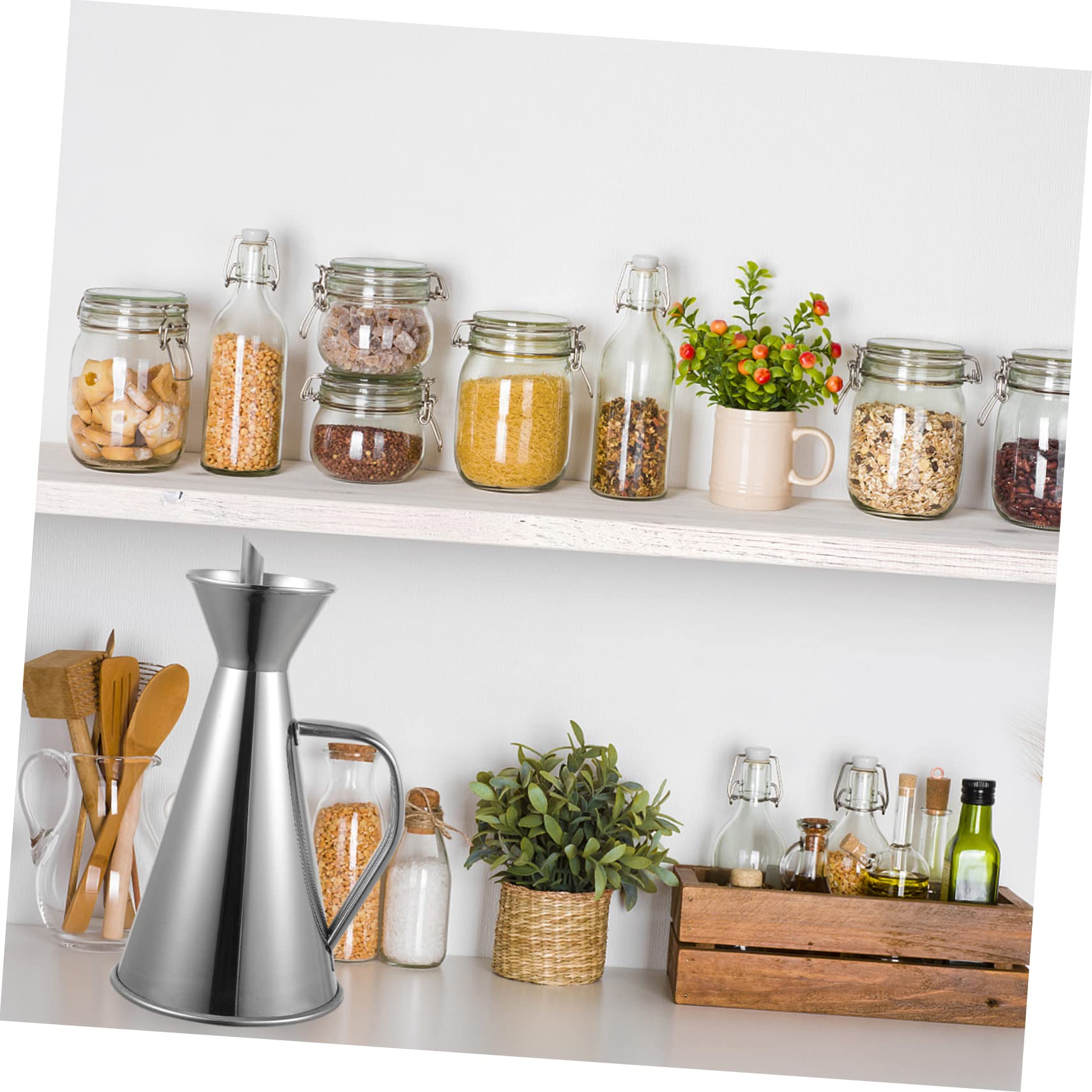 GRIRIW Stainless Steel Oil Bottle 250ml Leakproof Drizzle Dispenser for Kitchen