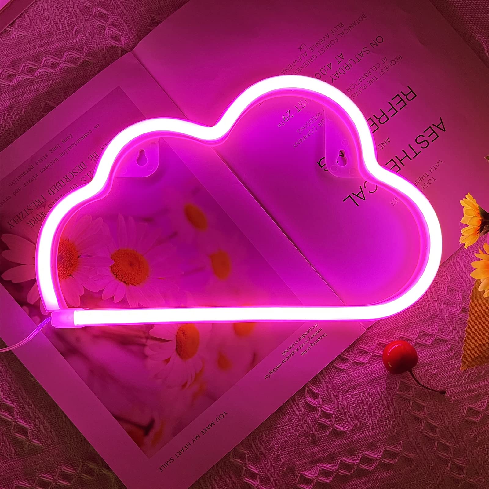 LED Cloud Neon Light for Wall Decor, Battery or USB Powered Cloud Sign Shaped Decoration Wall Lights for Bedroom Aesthetic Teen Girl Kid Room