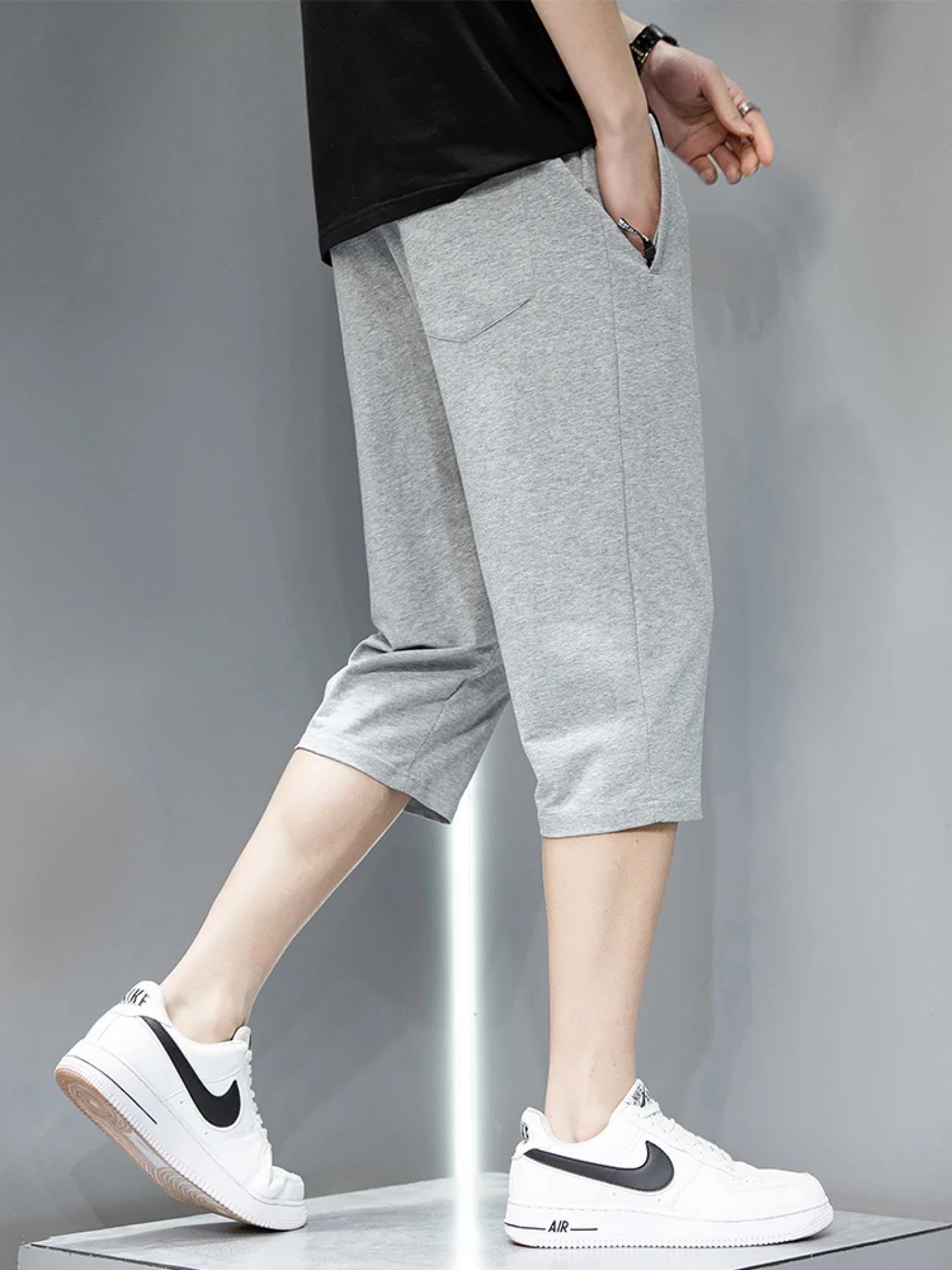 Herren Shorts Kurze Hose Cargo Jeans Running Outdoor Baumwolle Herren Sportshorts XL Blackrib