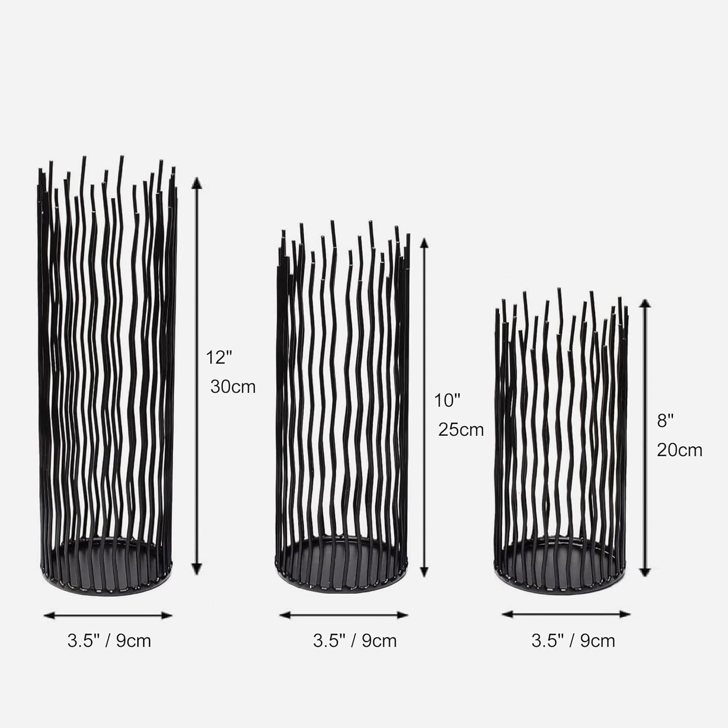 Candle Holders Set of 3 Black Metal Iron Pillar Candlestick Modern Indoor and Outdoor Candlestick Holders for Table Centerpiece Fireplace Mantel Decoration,Home,Party, Wedding,Dining Room Decor