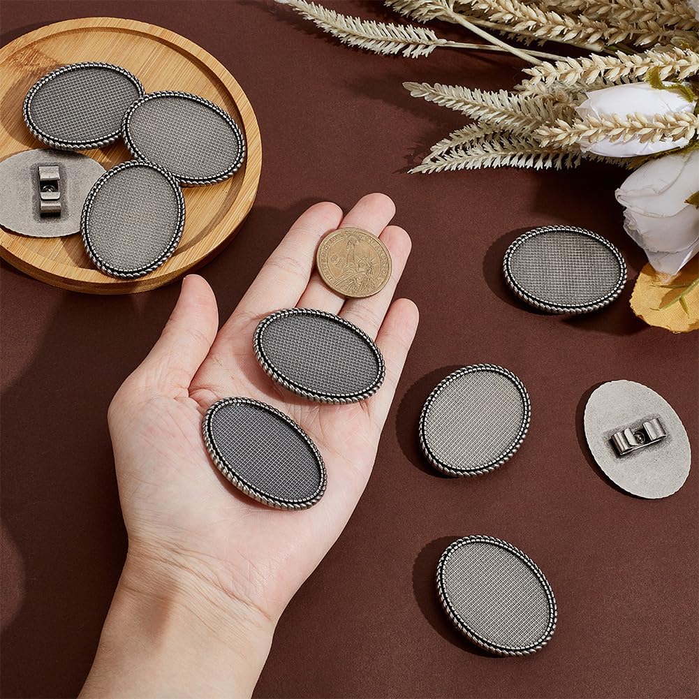 WEBEEDY 10 Pcs Oval Blank Bolo Tie Buckle Accessories DIY Blank Bolo Tie Clip Slider Clasp Accessories Fit for 30x40mm Inlay Antique Silver Vintage Cowboy Ties Findings for Ties Making DIY Craft Gift