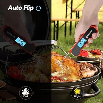 0.5 Sec Instant Read Meat Thermometer Digital with 0.5F Precision, Food Thermometer for Cooking Kitchen Gadgets, Oven Grill Candy BBQ Essentials Accessories, Gifts for Him Dad Men Birthday, Red