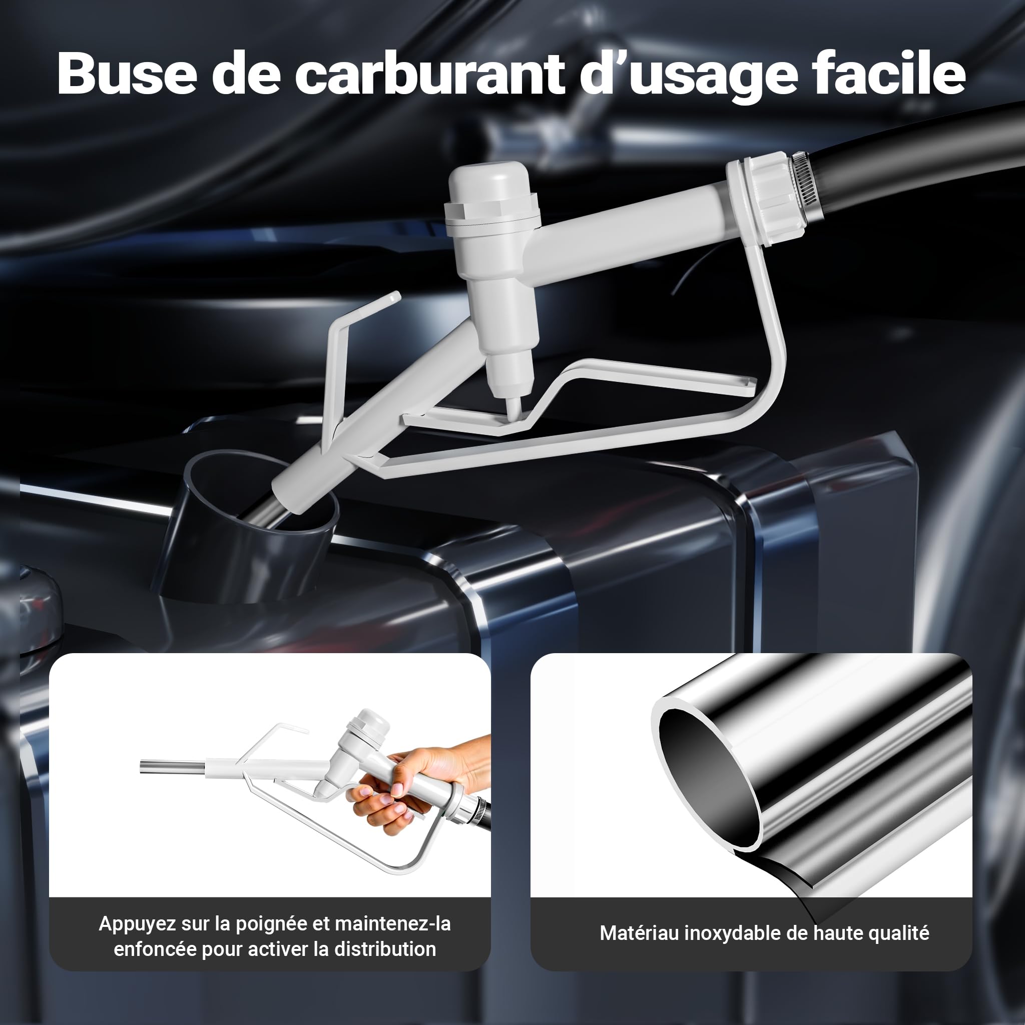 Wiltec Station de ravitaillement mobile 43x26x85cm Caddy ravitailleur 75W Capacité 60L Débit 14L/min Chariot Distributeur Carburant Bidon Jerrycan sur roues Industrie Jardin Station-service mobile