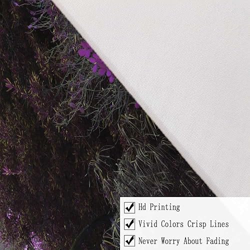 Miniatura 6 de JAWO Tapiz de paisaje natural con flores moradas florecientes, bosque romántico de buganvillas con decoración de puente rústico, para colgar en la