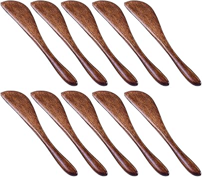 10 Pack Wooden Butter Knife, 6" Condiment Knife, Wood Super Handy Kitchen Utensils, Jelly Spreader