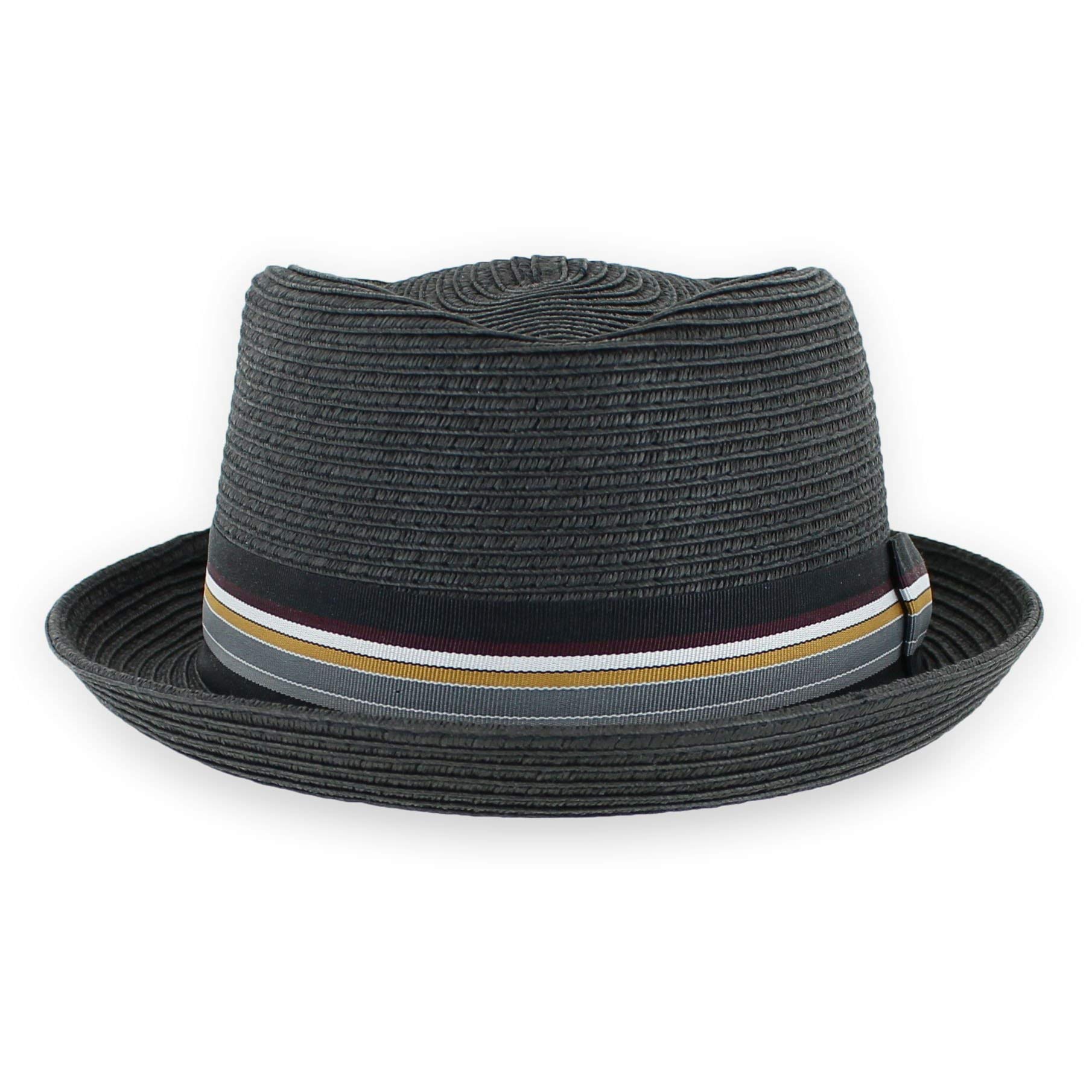 Belfry Men/Women Summer Straw Pork Pie Trilby Fedora Hat in Blue, Tan, Black
