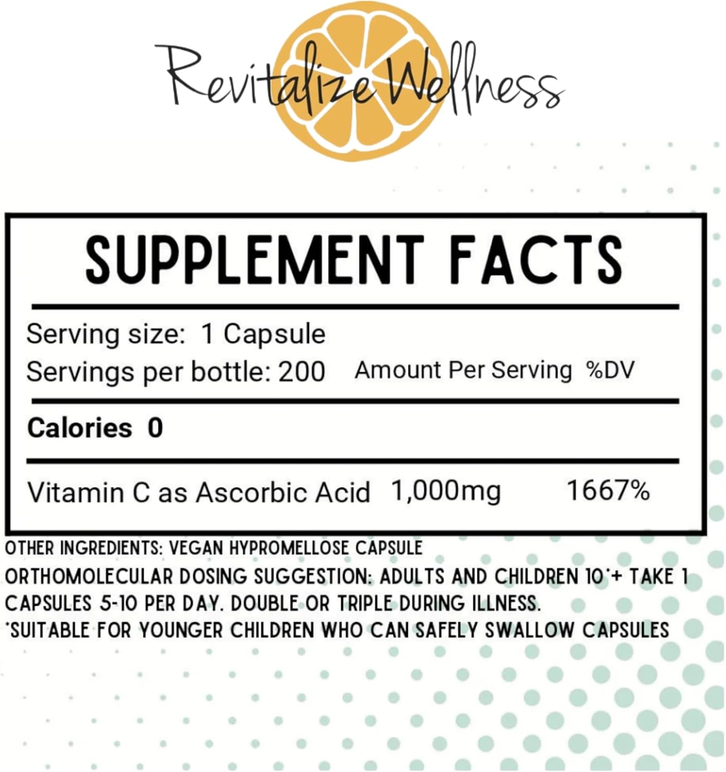 Vitamin C Capsules | Pure, Corn, & GMO-Free | 1000 mg Vitamin C Per Capsule | 200 Capsules