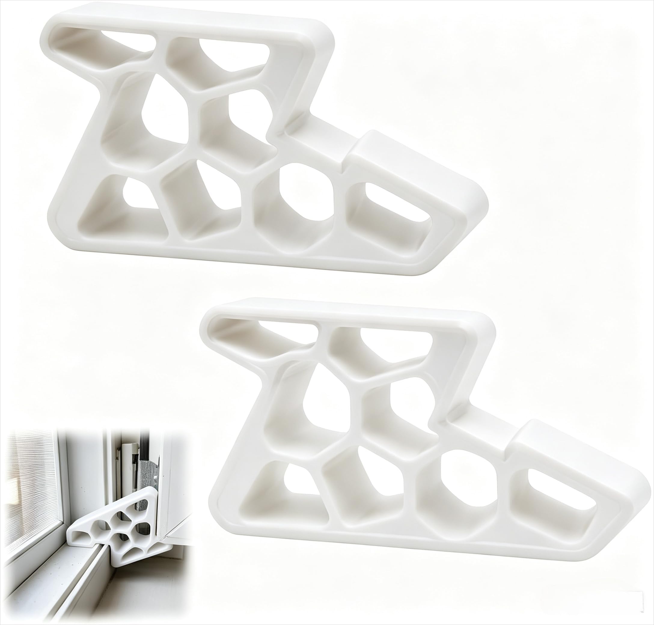 Secure Track Door Stop, Window Stopper Wedge Lock, Patio Door Stop，2*White