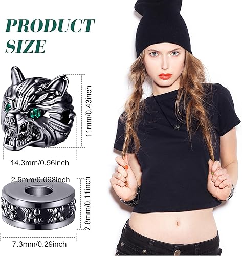 Miniatura 2 de 24 piezas de dijes de cabeza de lobo, animales tibetanos, cuentas sueltas, cuentas sueltas, circonita cúbica, conector para hombre, pulsera,