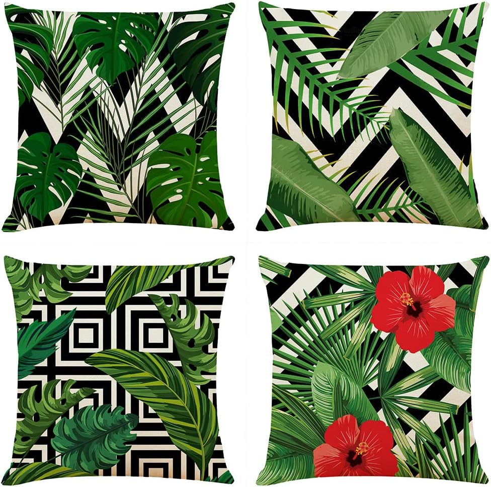 NIULAA Decorative Green Throw Pillow Covers 16x16 Set of 4
