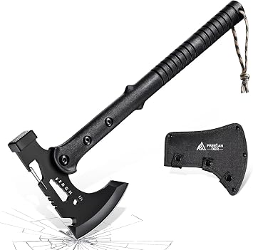 Freelander Hatchet Axe with Sheath, Multi-Functional Tactical Tomahawk | Sharp Portable Survival Axes with Hammer for Camping, Hiking & Outdoor Tasks, Ergonomic Non-Slip Handle, Gifts for Men