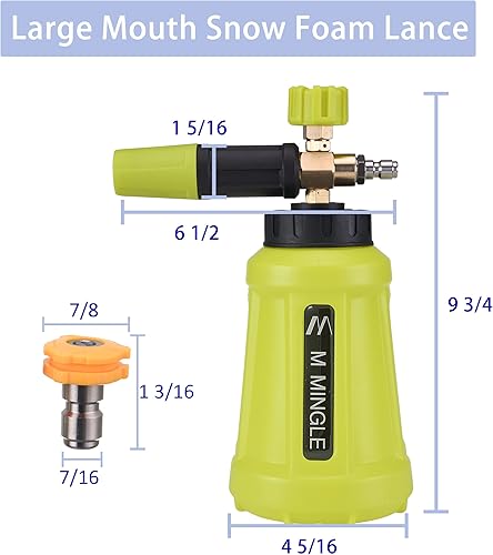Miniatura 7 de M MINGLE Manguera de lavado a presión de 50 pies x 14 pulgadas, cañón de espuma de repuesto para lavadora a presión, pulverizador de espuma de coche