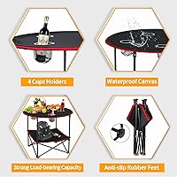 Vista 6 de Mesa de camping plegable, mesa de picnic portátil con 4 portavasos para bebidas y bolsas de transporte, mesa de playa plegable ligera, mesa de lona