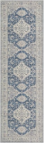 Miniatura 8 de Lahome Alfombra oriental para pasillo  2 x 8 pies, color azul, ultrafina, antideslizante, lavable, alfombra de lavandería, alfombra de pasillo,