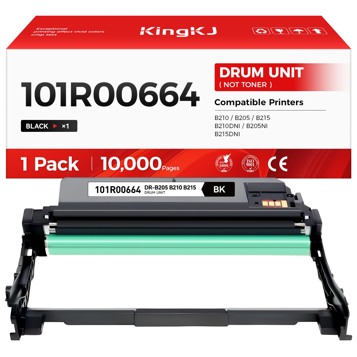 B205 B210 B215 Drum Unit (Not Toner) Black 1-Pack High-Yield Replacement for Xerox 101R00664 Image-Drum Compatible with Xerox B210 B205 B215 B210DNI B205NI B215DNI Laser Printer All-in-One Copier Copy