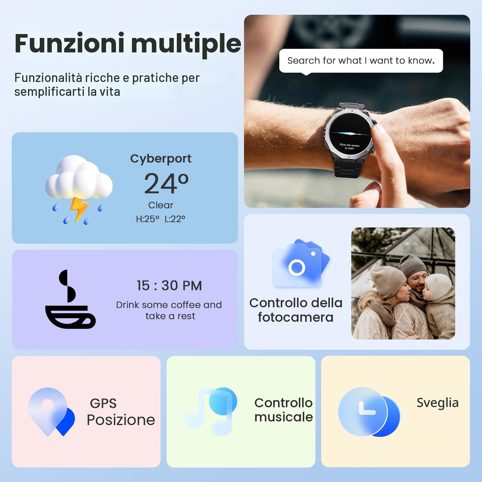 Smartwatch Uomo Donna con Effettua o Risposta Chiamate, 1.39" Orologio Smartwatch Contapassi/Cardiofrequenzimetro/Sonno, 110+ Modalità Sportivo Fitness Tracker, IP68 Smart Watch per Android iOS, Nero