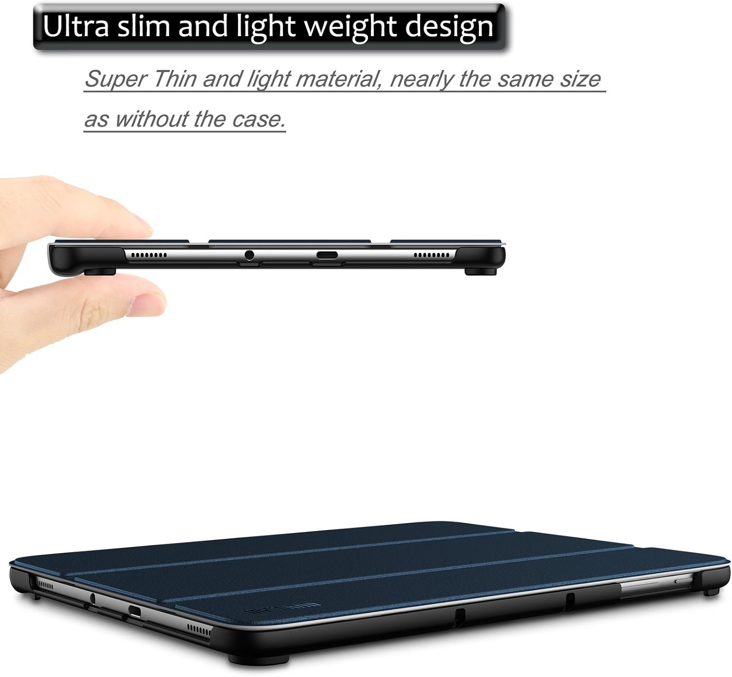 INFILAND Samsung Galaxy Tab S3 9.7 Case, Slim Tri-Fold Shell Cover with S Pen Protective Holder for Galaxy Tab S3 9.7-Inch Tablet SM-T820/ T825/ T827 2017 Release Auto Wake/Sleep, Navy