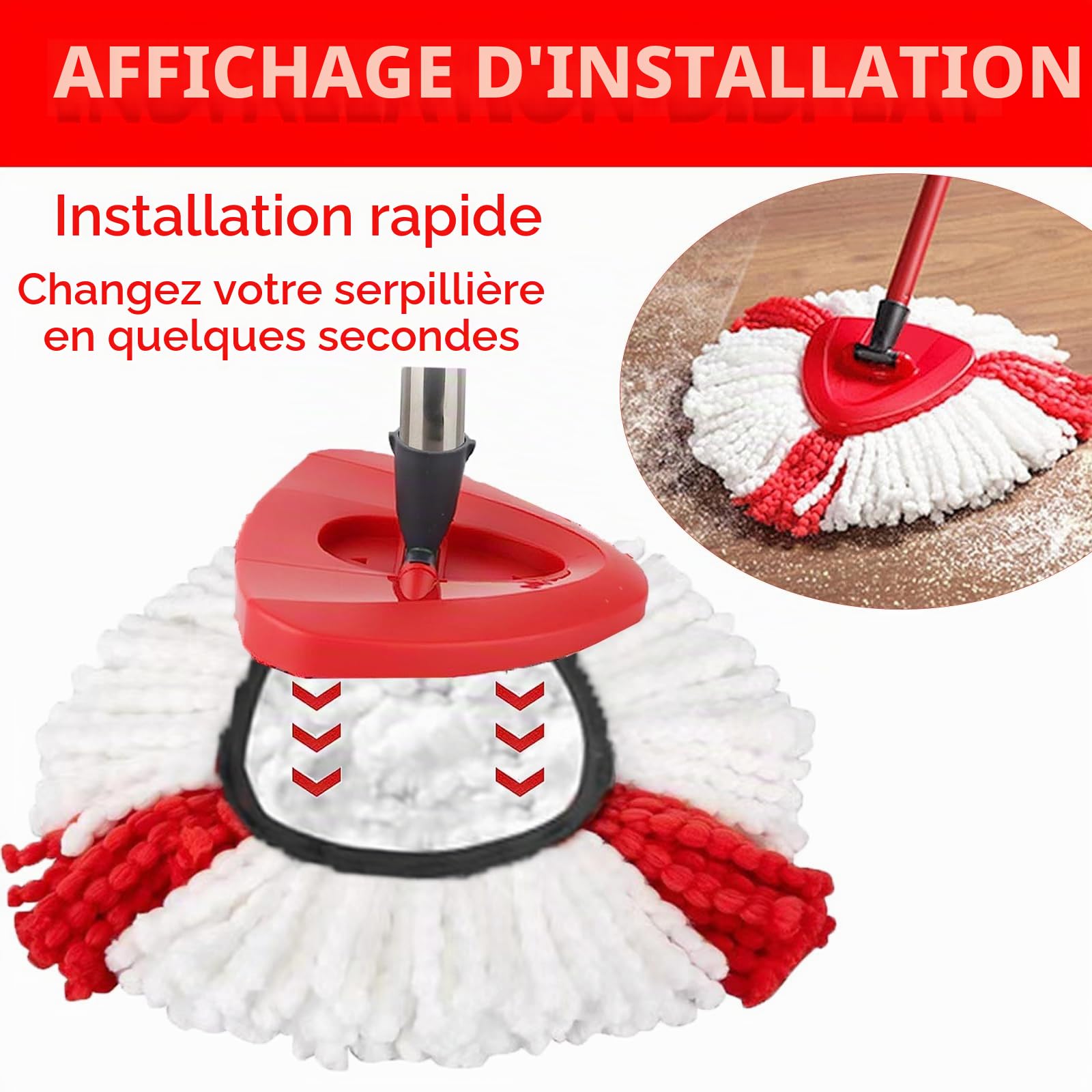 Lot de 6 Têtes de Rechange Compatibles avec Vileda Turbo Serpillière, Recharges Balai Microfibre Compatibles avec Vileda 2en1,EasyWring & Clean, Forme Triangulaire pour Nettoyage du Sol