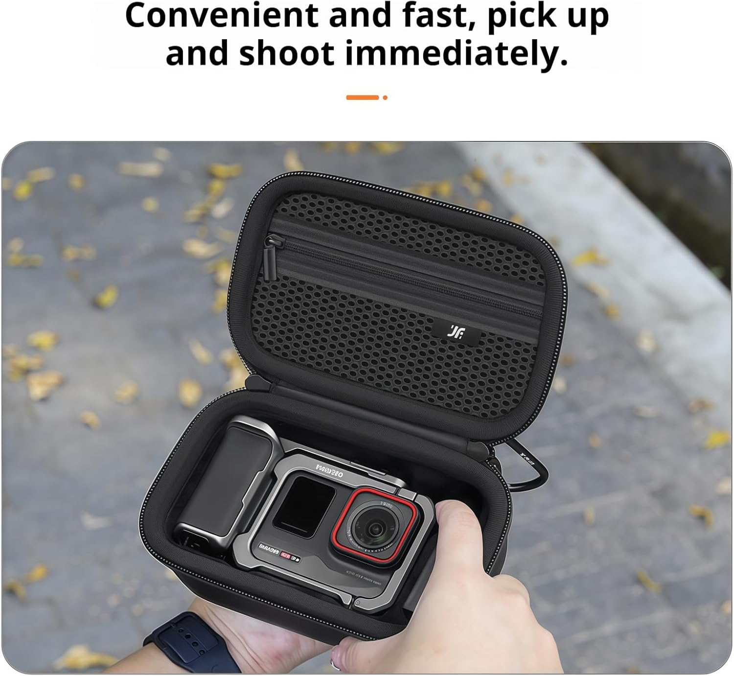 For Ace Pro2 Hard Carrying Case, Waterproof Protective Storage Box for Street Photography Kit with Accessories, Portable Travel Organizer with Carabiner (Black)