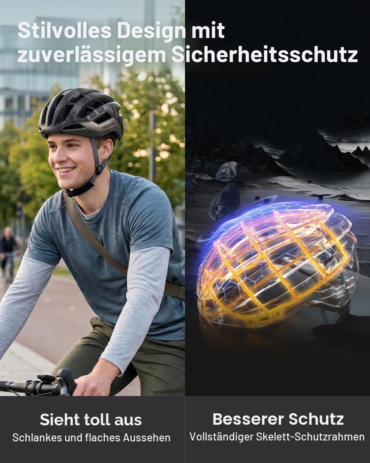 Odoland Fahrradhelm für Damen und Herren, Erwachsene Rennradhelm mit Belüftungssystem, Leicht Radhelm mit individuelle Größenanpassung, Cityhelm