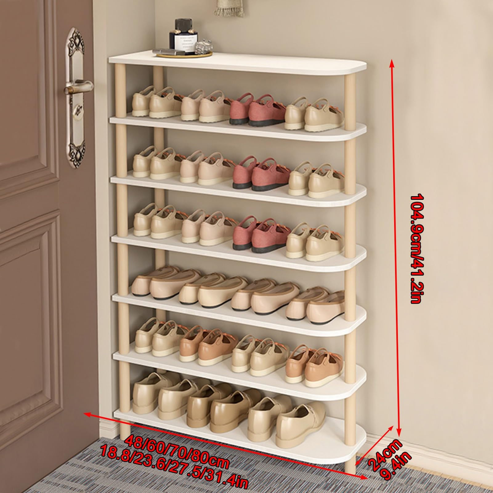 Amazon｜自立型5層下駄箱、狭い玄関靴箱、パイン材シューズラック