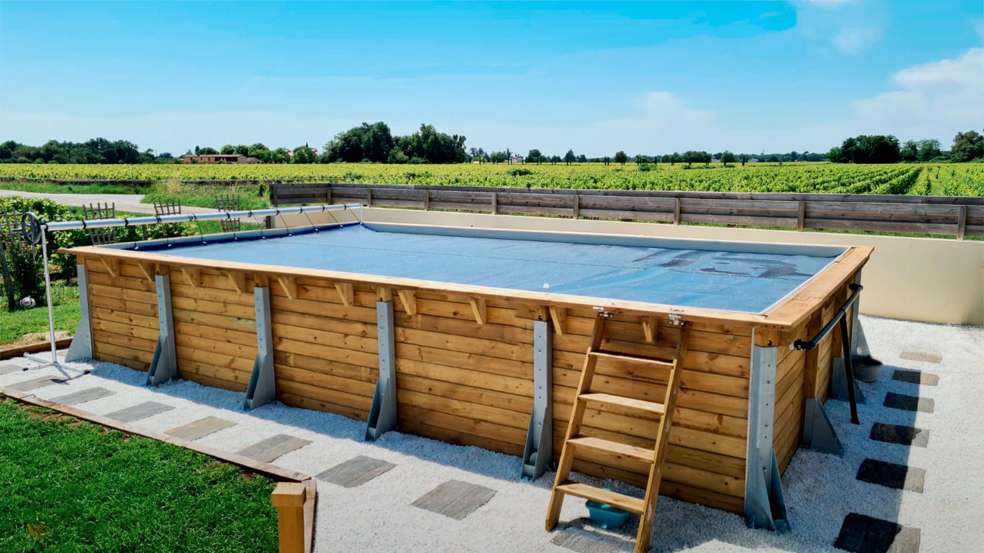 EnergyGuard - Lona para piscina (6 x 3 m, 500 micras, sin bordar, confection France – Kit de ojales y bachillerato de protección