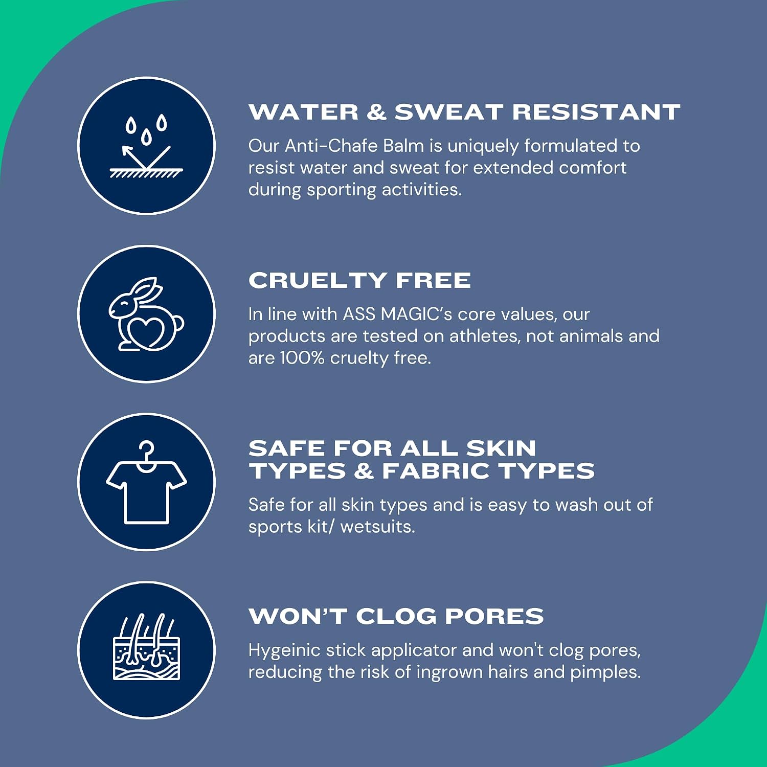 ASS MAGIC Anti Chafe Balm Stick - Sweat & Water Resistant Anti-Chafing Solution | Ideal for Runners, Cyclists, Triathletes | Prevents Chub Rub & Blisters | Essential Workout & Sports Gear | 2.6 Oz