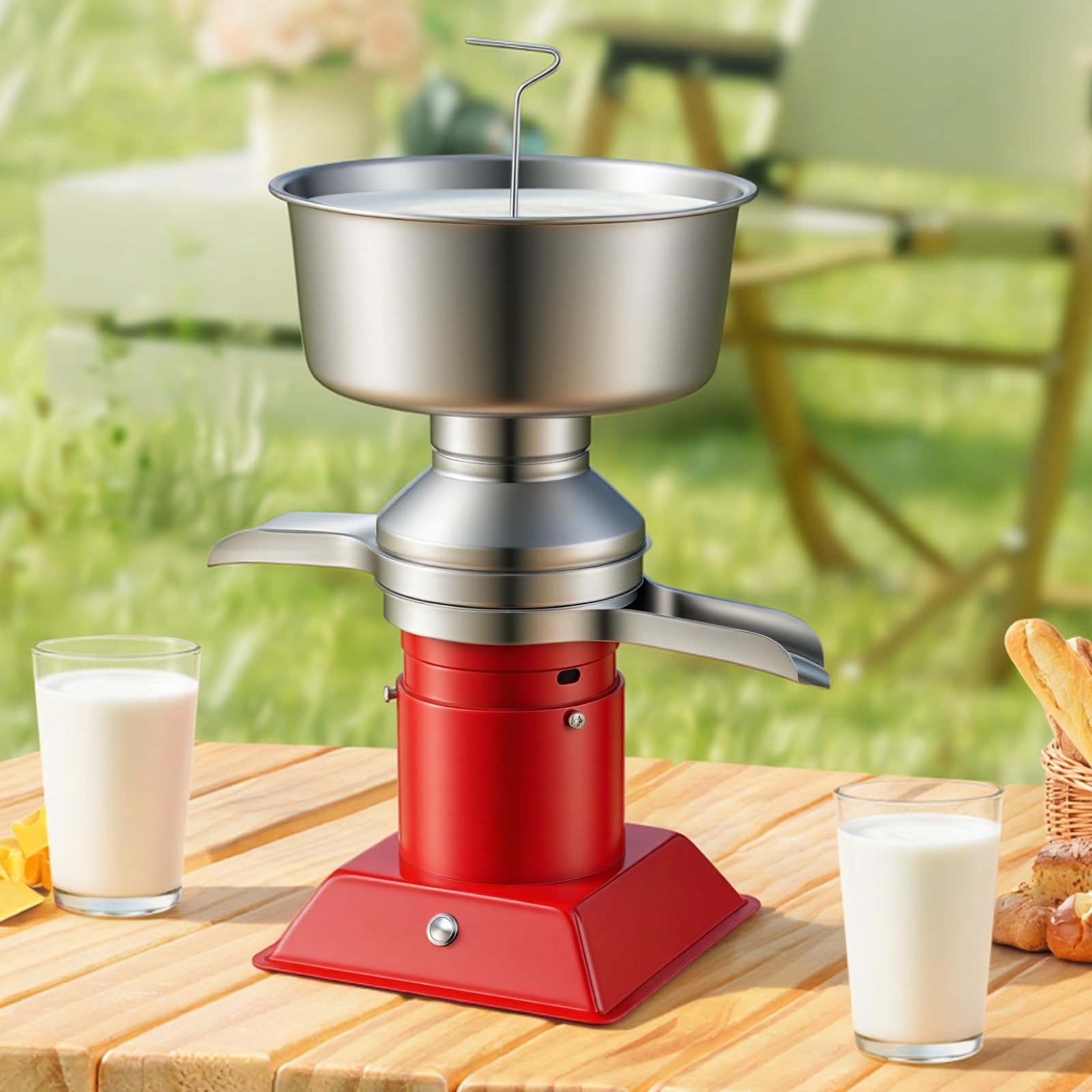 VEVOR Separatore di Latte Elettrico 40 W Centrifuga per Latte Elettrica 60 L/h Controllo a Pulsante, Separatore Panna 10500 giri/min Acciaio Inox 304 Centrifuga Panna con Serbatoio da 4,5 L da Cucina