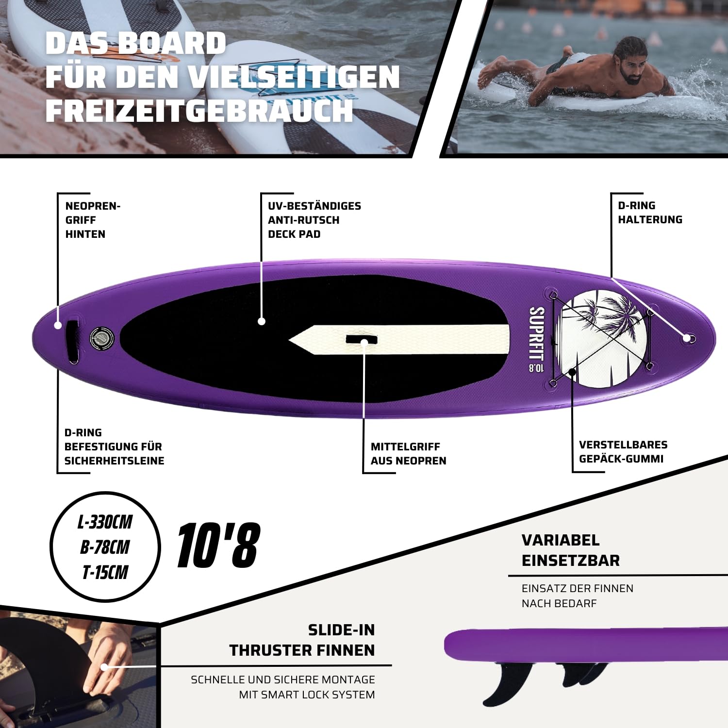Suprfit Stand-Up-Paddling Board Halia Purple