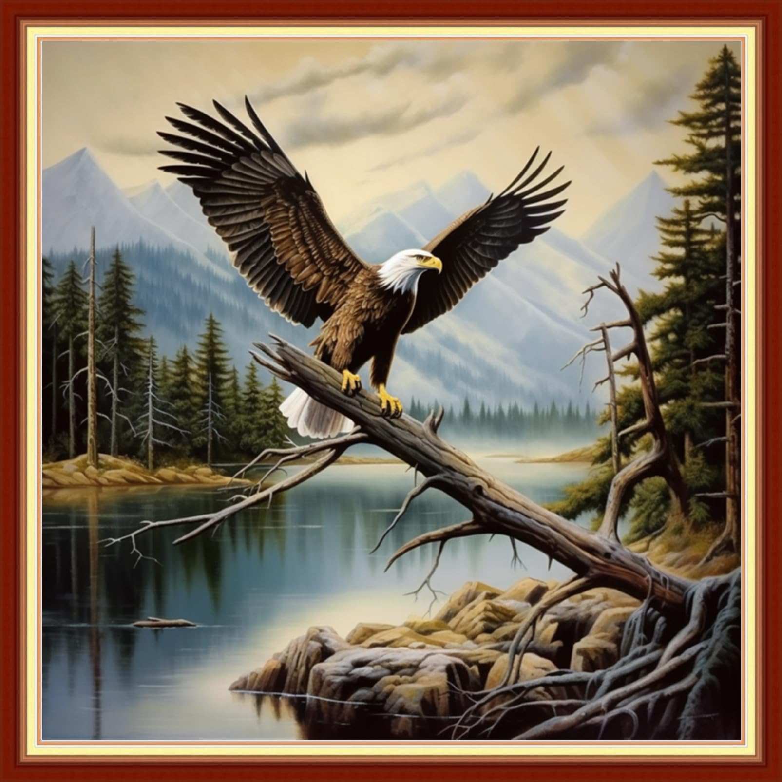 Dooxvey Cross Stitch Kits for Adults Stamped Full Range of Embroidery Starter Kits for Beginners 11CT Printed Cross Stitch Patterns Needlepoint Kits Stamped Crossstitch-Eagle Scenery 18x18 inch