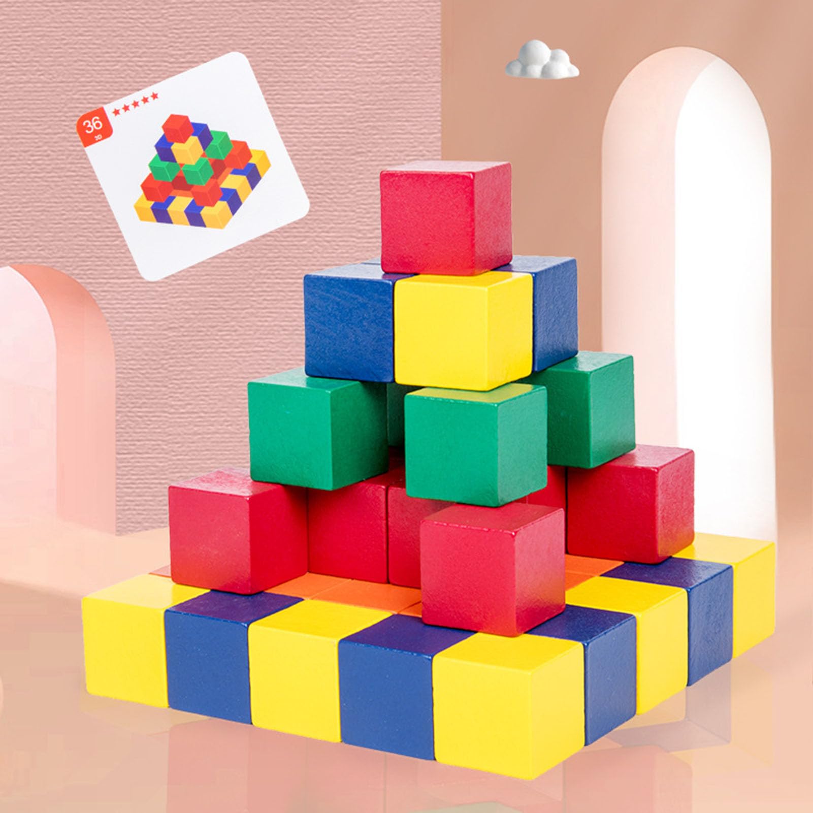 Bloques de Construcción de Cubos de Color, Juego de Rompecabezas de Razonamiento Espacial 3D