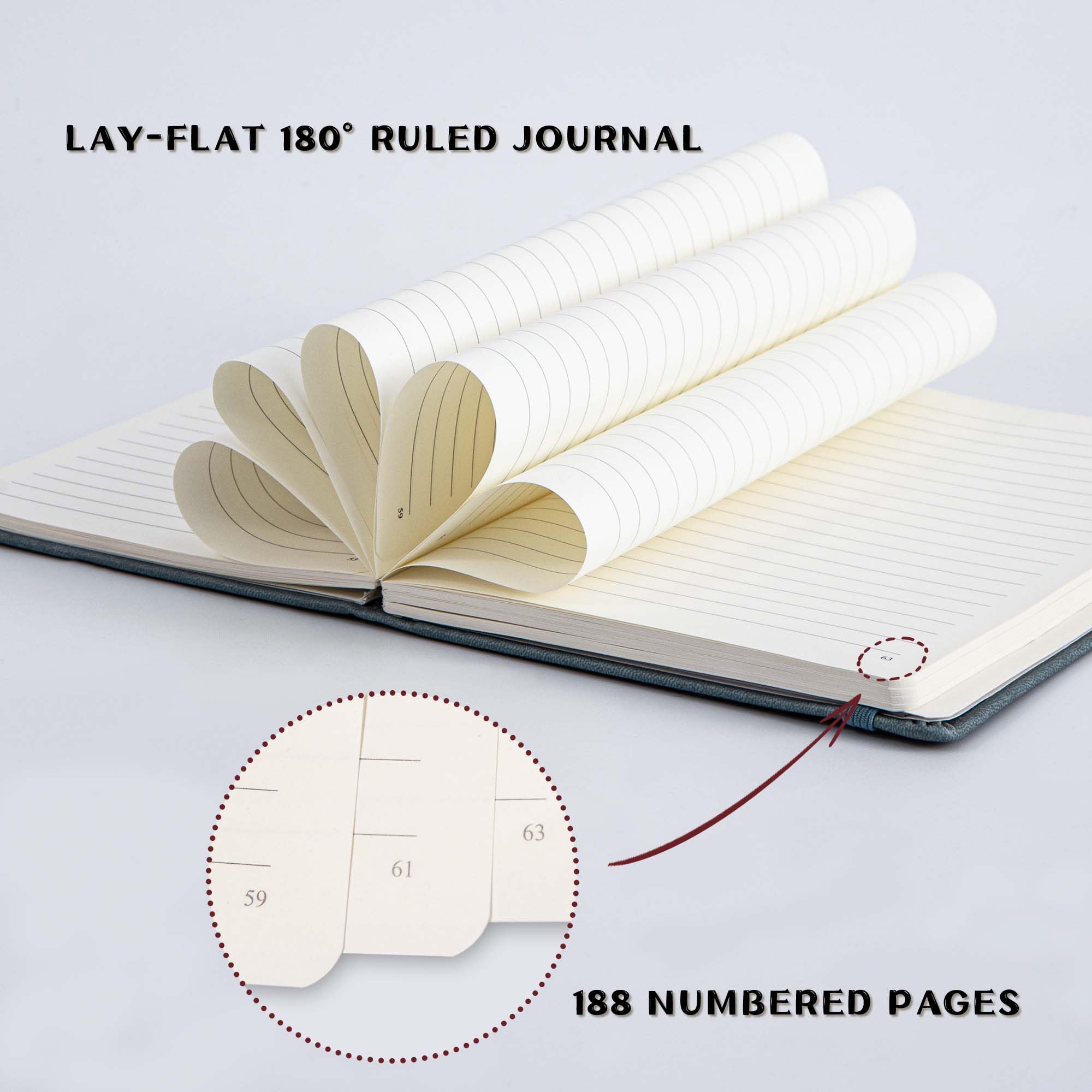 MGGAO A5 Ruled Journal 100 GMS Lined Thick Paper with 188 Numbered Pages Premium Leather Hardcover Notebook for Personal Writing Study Office Travel Recording (Blue,Ruled) - Image 4