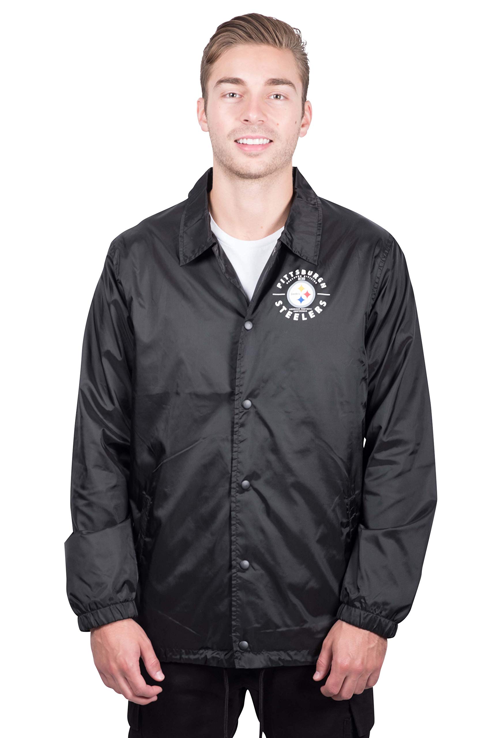 Ultra Game NFL Mens Nylon Waterproof Windproof Coachs Jacket