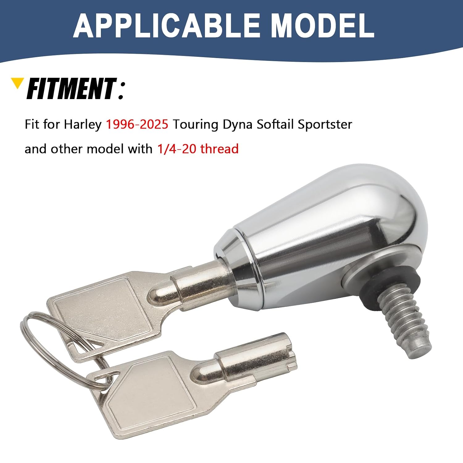 Seat Bolt Screw Anti Theft Seat Lock Bolt 1/4-20 Thread Fit for Harley 1996-2025 Touring Road King Street Glide Road Glide Sportster 883 Dyna Fat Bob Softail Fat Boy (Chrome)