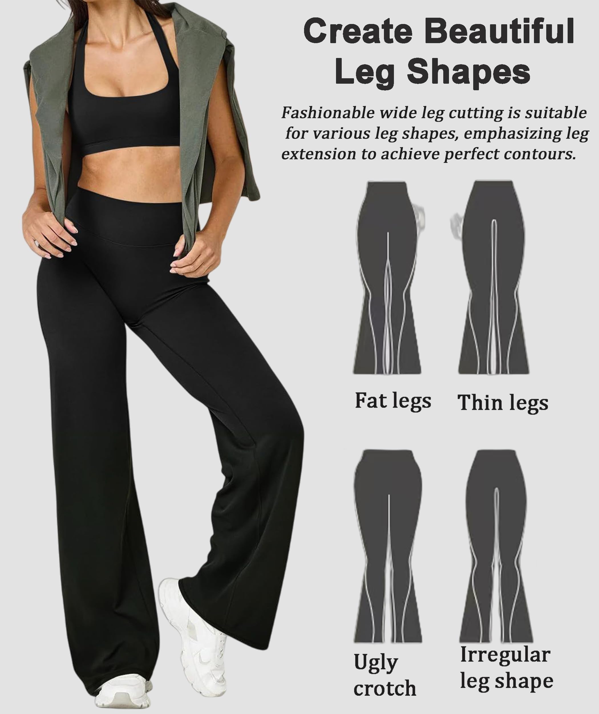 Pantaloni Yoga Donna Vita Alta Pantalone a Gamba Larga Opaque Controllo della Pancia Pantalone Casual Pantaloni Sportivi Pantalone Eleganti Pantaloni Fitness Pilates Danza Palestra Jogging Gym
