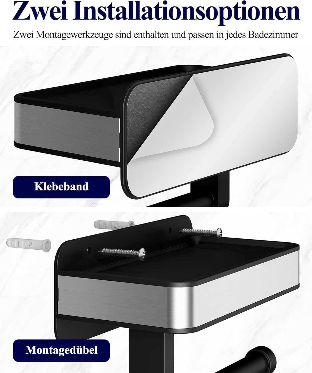 Kitsure WC papír tartó - rögzítési lehetőségek