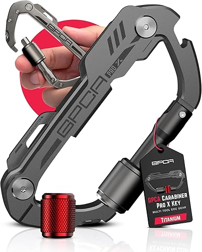 Miniatura 18 de GPCA Clip de mosquetón para llavero, organizador de llaves, llavero, soporte para llaves de automóvil, equipo EDC multiherramienta con abridor de